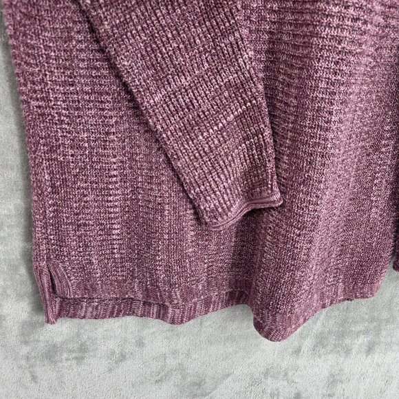 Pure Jill Sweater S Purple Red Heathered Step Hem Dolman Sleeve Open Knit Comfy - Picture 5 of 9